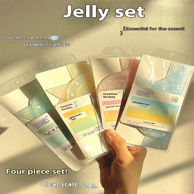 Ruler Set Transparent - 4 adet/takım 15 CM Jöle Cetvel