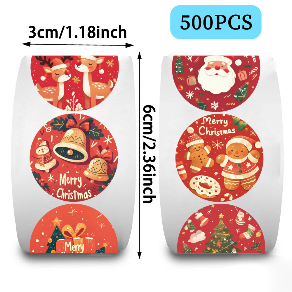 Sticker Label Roll - Noel Tatili Hediye Paketleme Etiket Rulosu