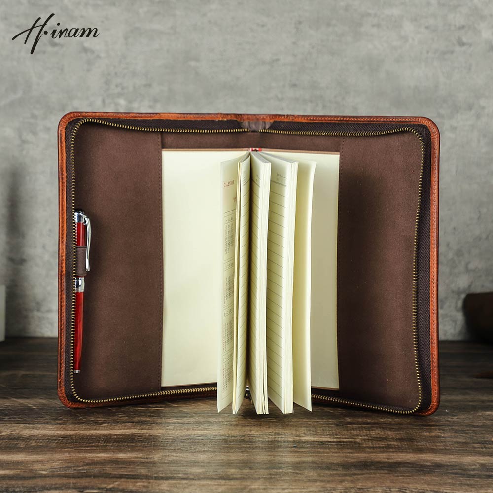 Journal Leather Hardcover - Retro Hakiki Deri Fermuar Debriyaj A5