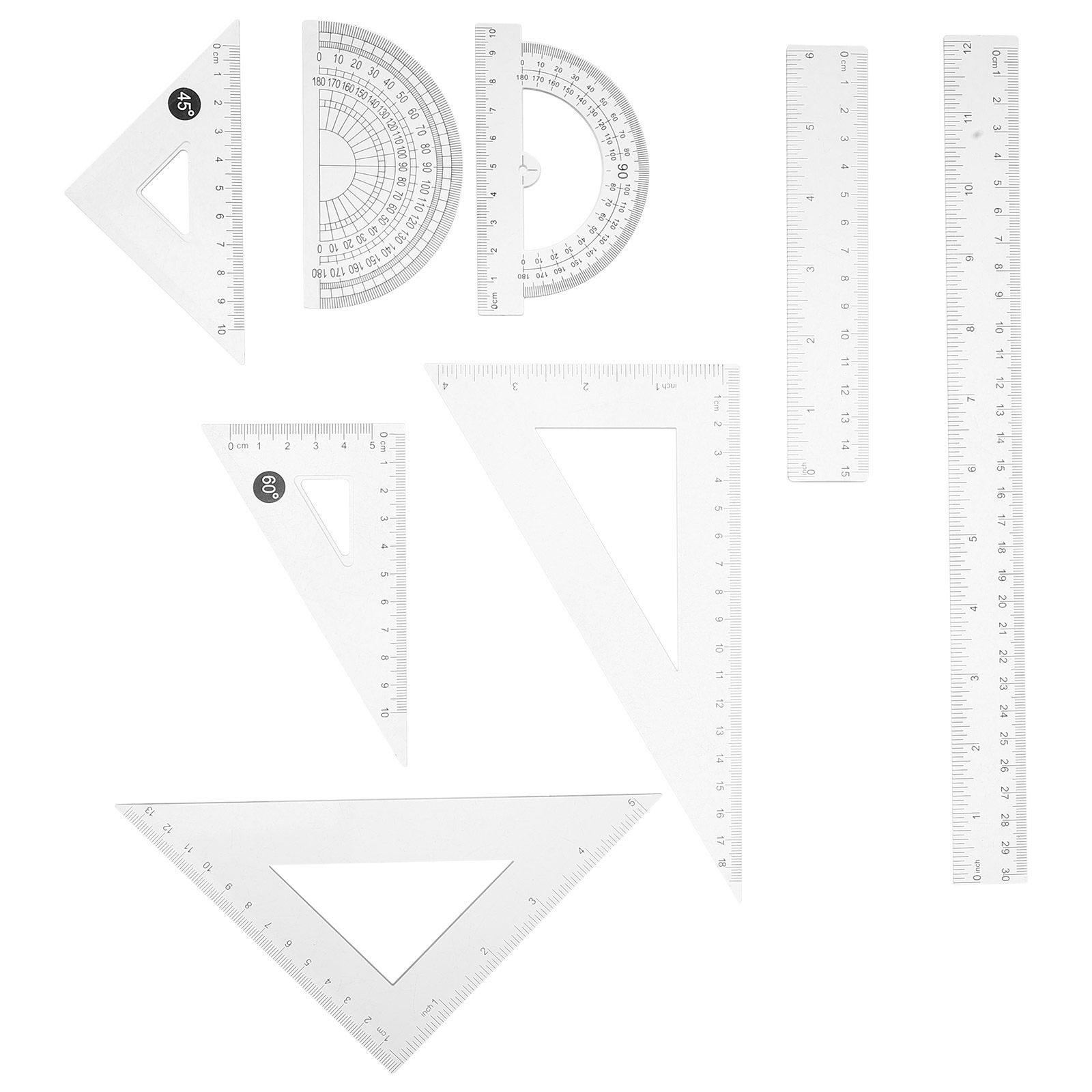 8 Parça Geometri Cetvel Seti Ş - Ruler Set Transparent incelemesi ve fiyatı