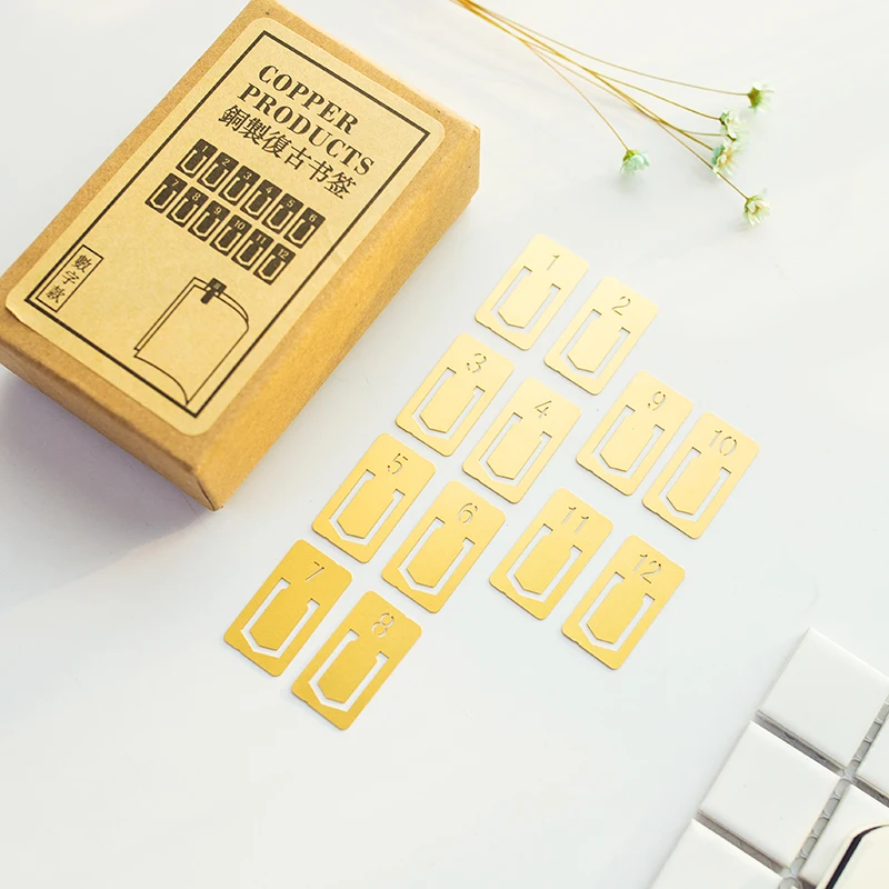 12 adet/grup Vintage bakır imi - Stationery Office Supply Store incelemesi ve fiyatı